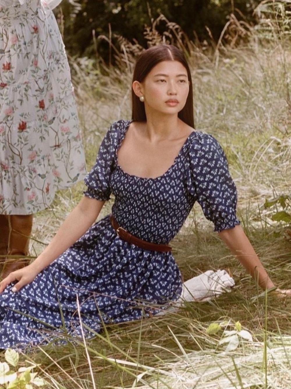 Hill House Louisa Nap Dress, Posy Navy Crepe, XS